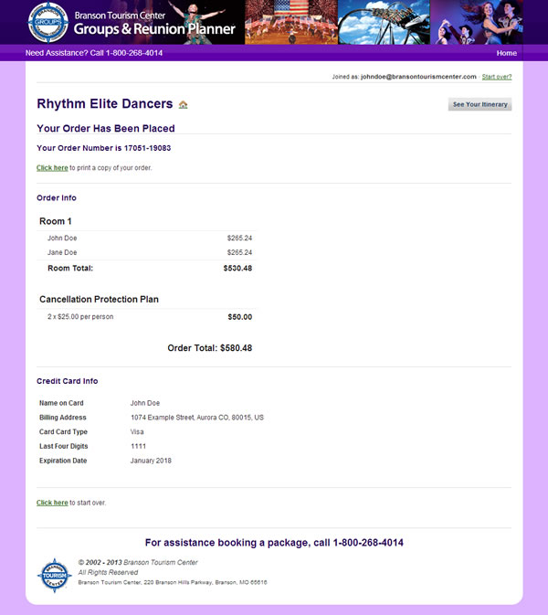 Branson Event Planning System